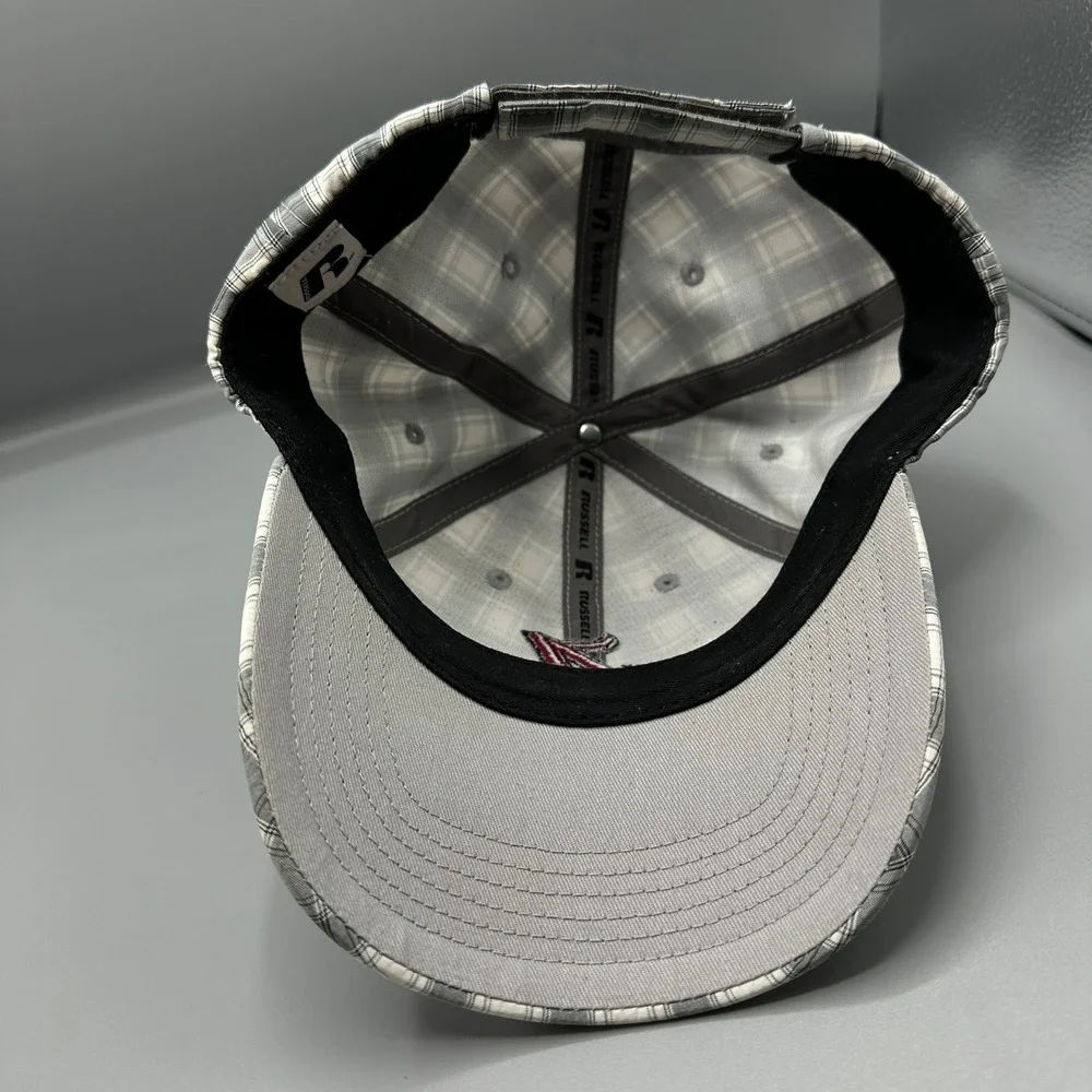 Russell Athletic Alabama Crimson Tide Plaid Hat Mens Grey Crimson Strapback Cap‎